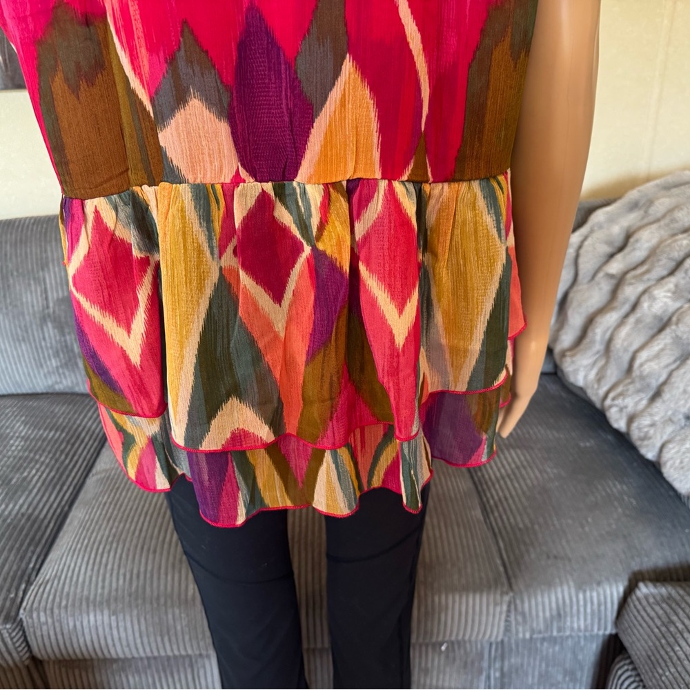Colorful Ruffled Women's Blouse - Picture 9 of 16